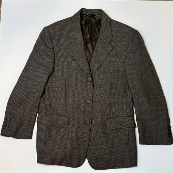 Claiborne 100% Wool Sport Coat | Brown Micro-Houndstooth | Size‎ 38S | SKU 99xl - Picture 1 of 8